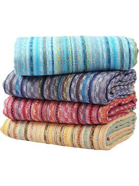 Extra Large Hand Loomed Turkish Bath Towels Set of 4, 100% Cotton, Quick-Dry
